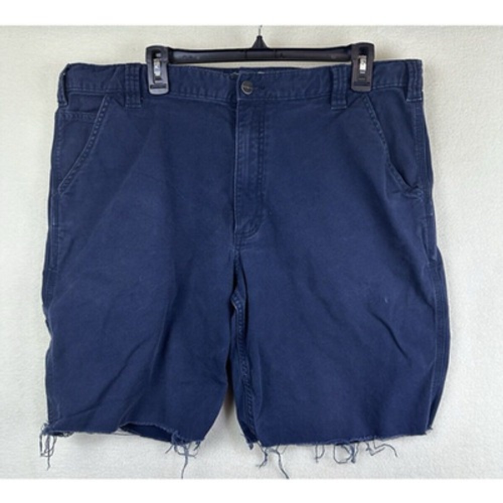 Carhartt Mens 40 Blue Relaxed Fit Canvas Cut Off Shorts Workwear Outdoor Utility